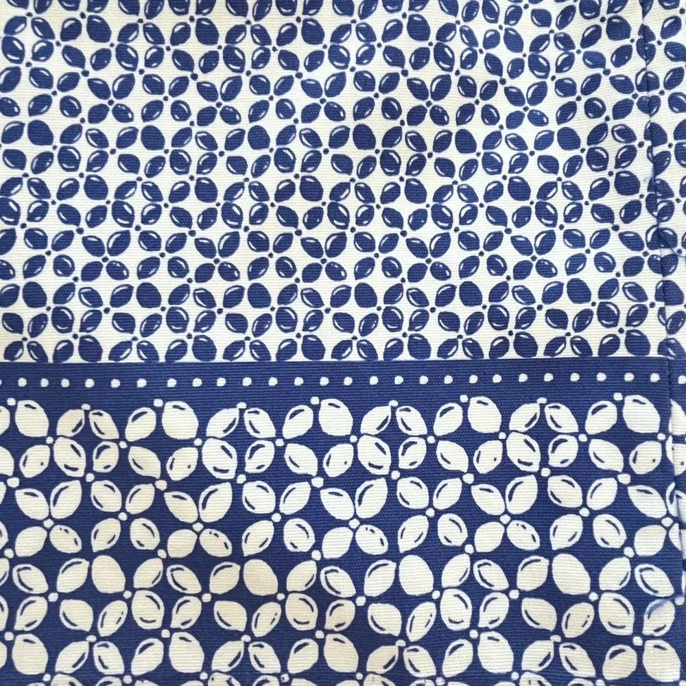 Talbots Womens A-Line Skirt 14 Blue Geometric‎ Cotton Canvas Stretch Above Knee